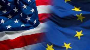 Bandiere di Europa e Usa