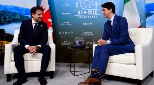 Il premier Conte al G7 con Trudeau