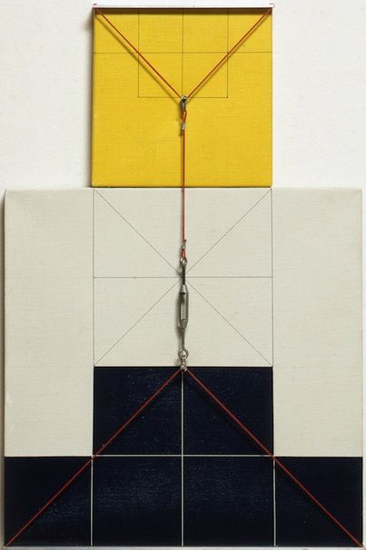 Gianfranco Pardi Architettura 1974 acrylic on canvas and cables 75x50-cm