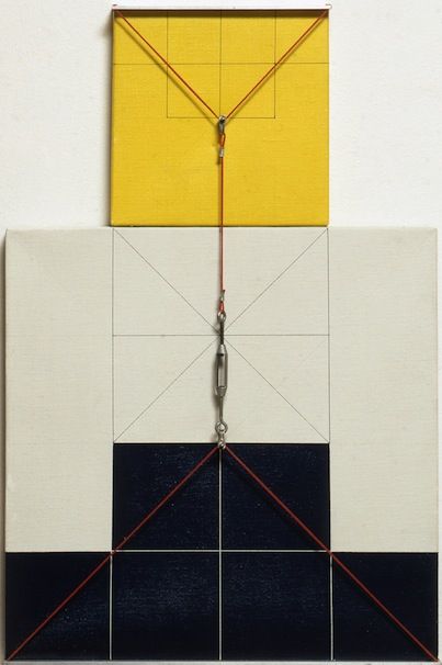 Arsitektur Gianfranco Pardi 1974 akrilik di atas kanvas dan kabel 75x50 cm