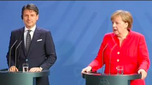 Giuseppe Conte e Angela Merkel a Berlino