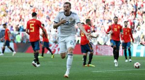 Gol della Russia contro la Spagna