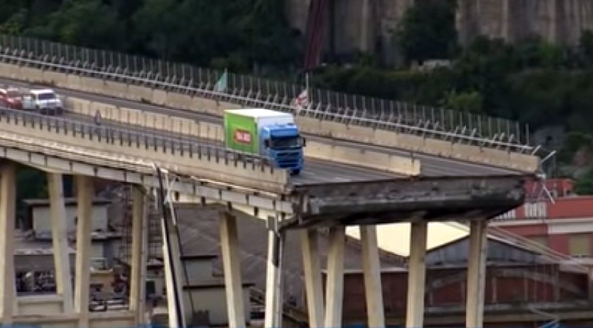 Truck on the Morandi bridge