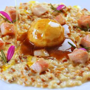 Resep Claudio Ruta: Corallini risotto, babi guling, ragusano beku