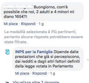 INPS per la famiglia su Facebook