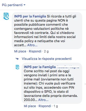 INPS per la famiglia su Facebook