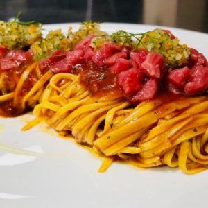 La ricetta di Aldo Ritrovato: tagliolini, tartare di fassona e gramolada