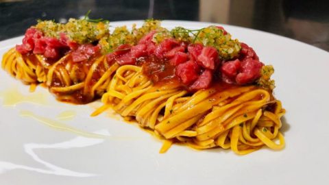 Resep Aldo Ritrovato: tagliolini, fassona tartare, dan gramolada