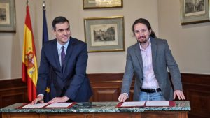 Pedro Sanchez del Psoe e Pablo Iglesias di Podemos
