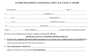 Autocertificazione nuovo modello fase 2