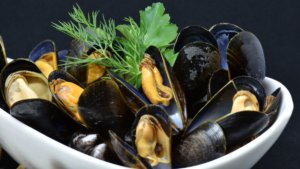 Cozze italiane nel piatto