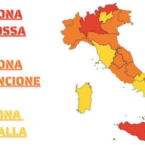 Régions de couleur : la Lombardie reste orange, la Lazio dans la balance