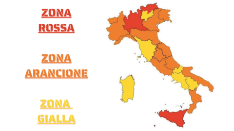 Regiões de cor: Lombardia permanece laranja, Lazio no equilíbrio