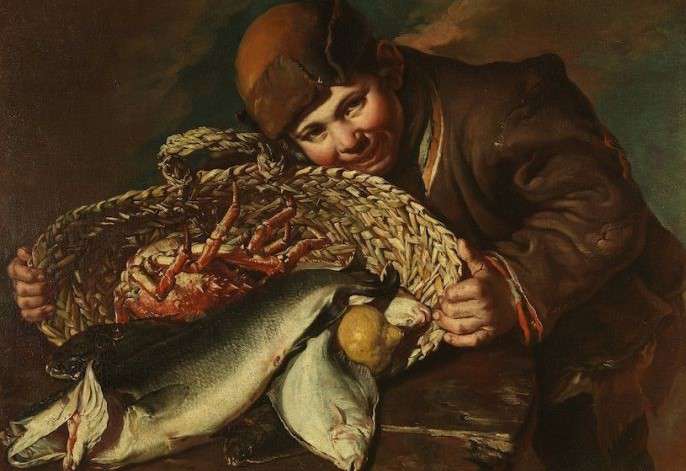 Giacomo Ceruti Niño con una cesta de pescado