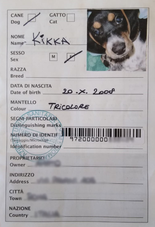 Libretto veterinario cane