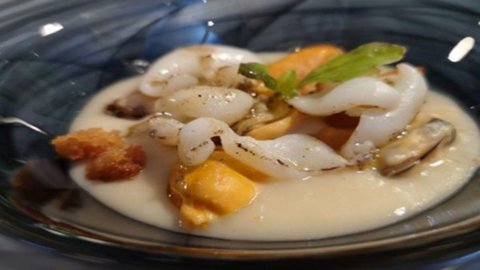 Resep Davide Mea: Kacang gorga dengan sotong tagliatelle, roti dengan timi dan remis