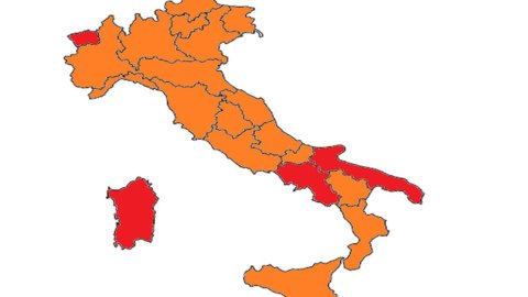 Covid, 6 Régions passent à l'orange. La Sardaigne en rouge