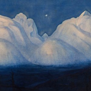 Sotheby's, cat air ikonik "Winter Night in the Mountains" oleh Harald Sohlberg di lelang di London