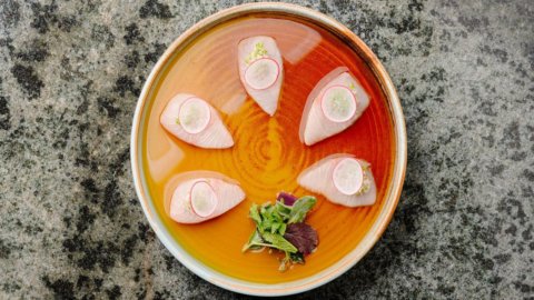 Chef Massimiliano Blasone's recipe, a yellowtail with oriental influences