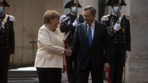 Angela Merkel e Mario Draghi a Palazzo Chigi