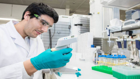 Ricercatore nel laboratorio di Novartis