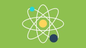 Atomo su sfondo verde