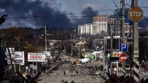 Città ucraina devastata dalla guerra