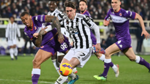 Juve-Fiorentina: Vlahovic in azione