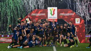 L'Inter festeggia la vittoria della Coppa Italia