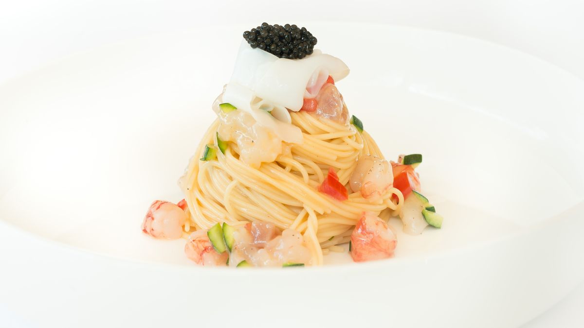 Spaghettis froids au poisson cru et caviar de Sibérie_Caviar Giaveri