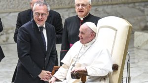 Il Presidente di Confindustria Carlo Bonomi con Papa Francesco