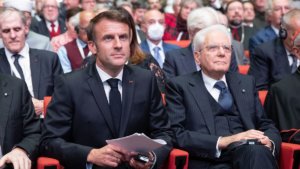 Il Presidente della Repubblica Sergio Mattarella il presidente francese Emmanuel Macron