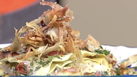Lasagna di carciofi, mozzarella e prosciutto di Praga la ricetta dello chef Marco Bottega, un suggerimento stellato per il pranzo di Pasqua