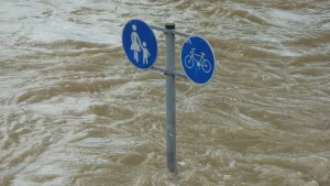 Foto segnali stradali sommersi dall'acqua