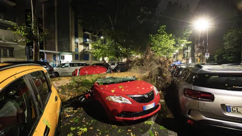 悪天候: ミラノは夜中に激しい嵐に見舞われました。 風と雹に圧倒されるロンバルディア州とヴェネト州