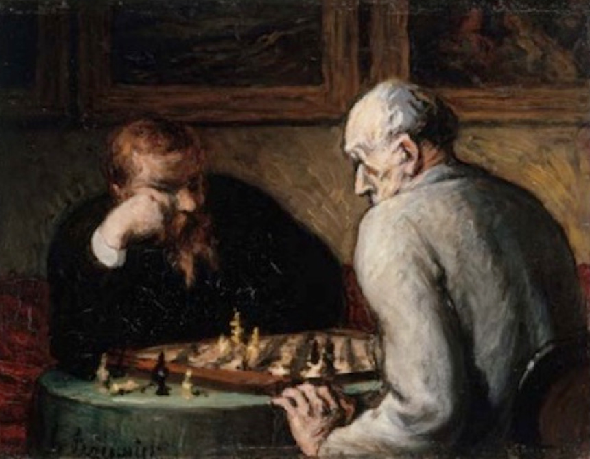 Honoré Daumier، Les Joueurs d'échecs، 1863-1867، زيت على لوح، 24,8 × 32 سم © Paris Musées / Petit Palais