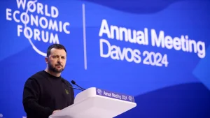 Il presidente russo Volodymyr Zelensky al World Economic Forum di Davos