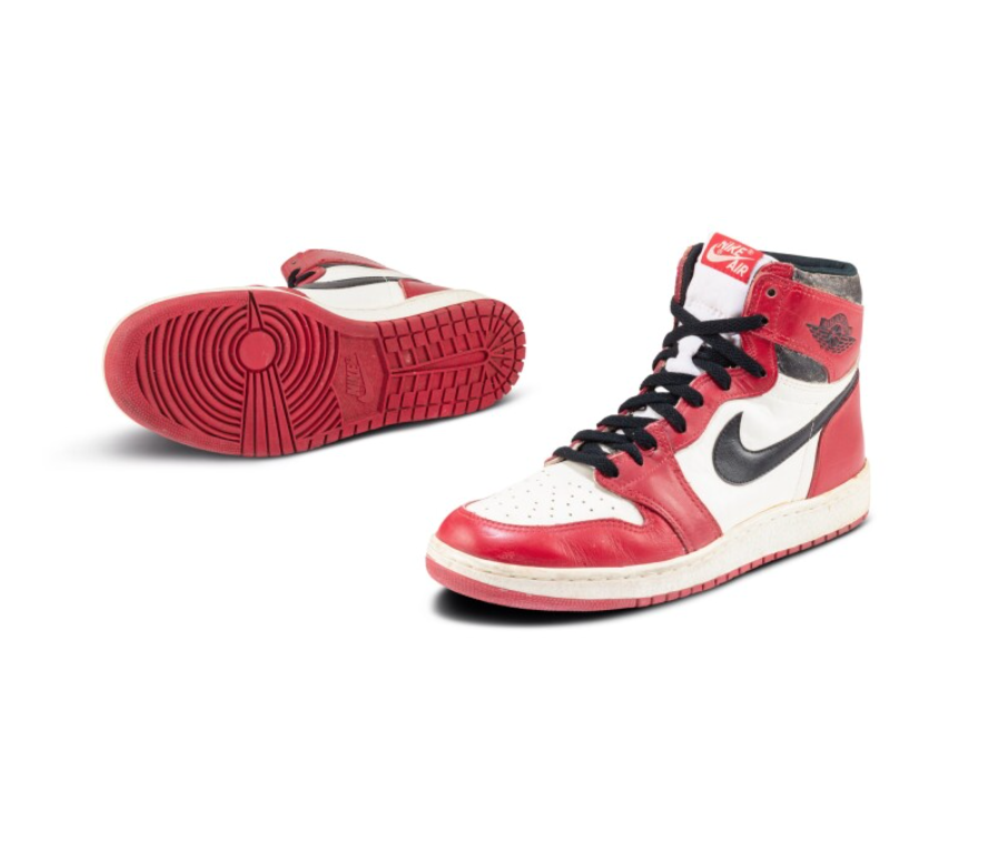 NIKE, NIKE AIR JORDAN 1 RETRO HIGH, US 11 CUIR, COTON, CAOUTCHOUC 1985