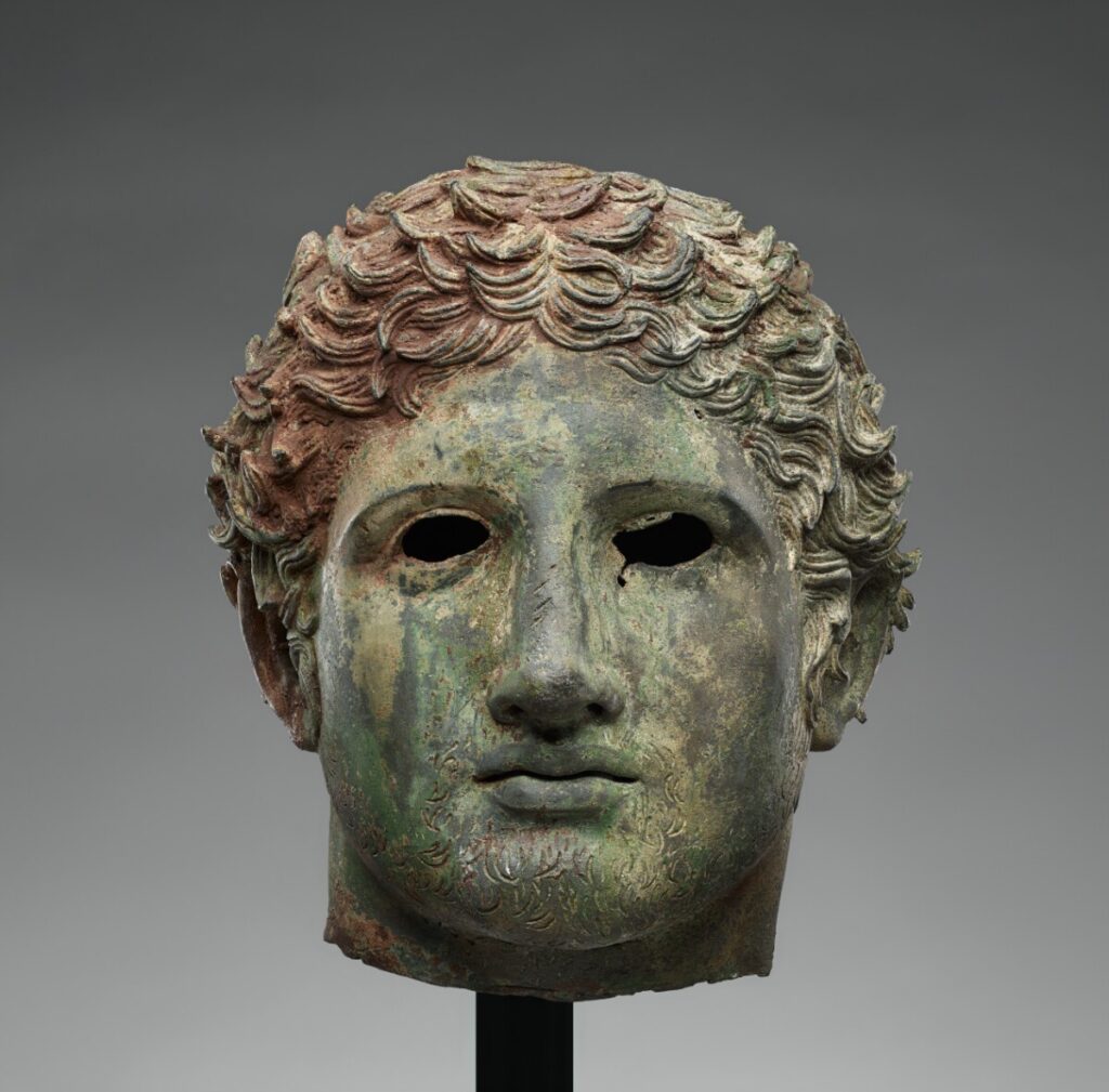 Testa di una statua di giovane, I secolo a.C.-I secolo d.C. Bronzo