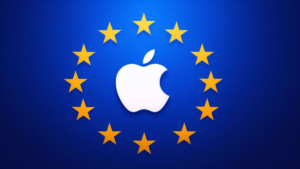 Bandiera Ue con Apple al centro