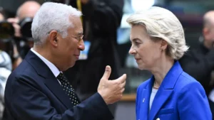 Il presidente del Consiglio europeo Antonio Costa e la presidente della commissione Ue Ursula von der Leyen