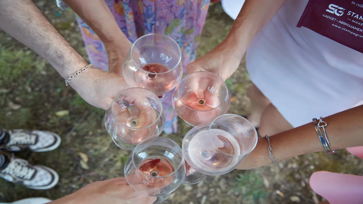 calici di vino rosa