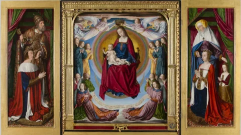 Jean Heys „Moulins-Triptychon“: ein Meisterwerk der französischen Malerei des späten 15. Jahrhunderts, das nach mehr als achtzig Jahren im Louvre ausgestellt wurde.