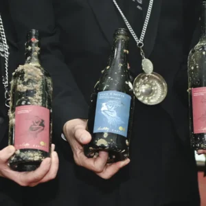 Novos vinhos do mar: Ammore e Voce e' notte da vinícola Carputo, envelhecidos nas águas do Castel dell'Ovo, em Nápoles.