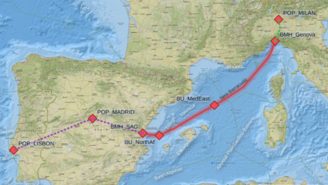 Sparkle porta il primo cavo sottomarino Italia-Spagna per connettere il Porto di Genova