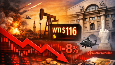 Borse 7 aprile in rosso sull’escalation in Medio Oriente: petrolio Wti a 116 dollari, a Milano Leonardo paga (-8%) il cambio della guardia