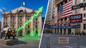 Borse 3 luglio: l’Europa rimbalza con Wall Street chiusa. Risale l’oro, dollaro giù. Milano bene ma cedono Stellantis e lusso