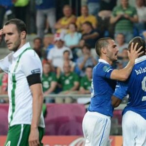 Europei: l’Italia batte l’Irlanda (2 a 0) con gol di Cassano e Balotelli e passa ai quarti