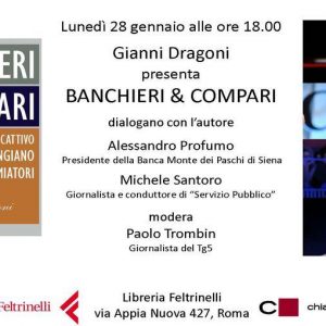 Profumo dan Santoro pada presentasi buku Gianni Dragoni "Banchieri & Compari"