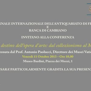 Art, conferința de vineri a lui Paolucci la Florența despre „Destinul operei de artă”